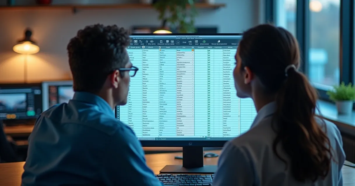 Planilha de leads sendo enriquecida por software na tela 