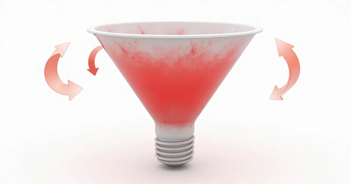 Fluxo de funil funil de conversão com destaque visual em áreas de gargalo em vermelho intenso 