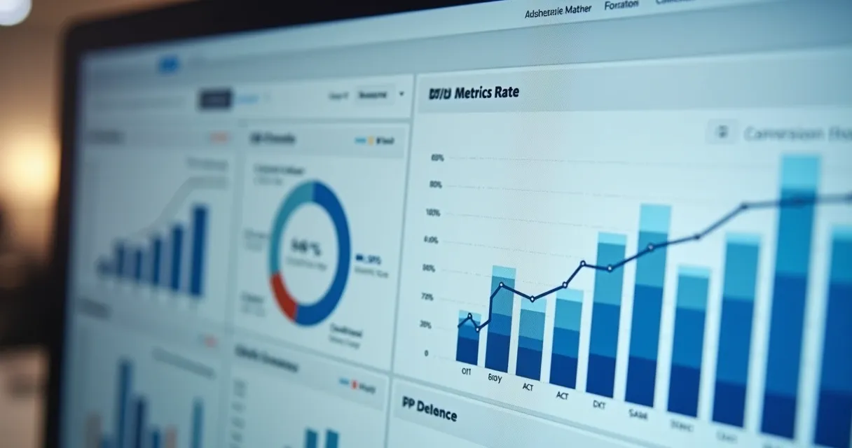 Gráfico de métricas detalhadas de vendas B2B na tela de um computador 