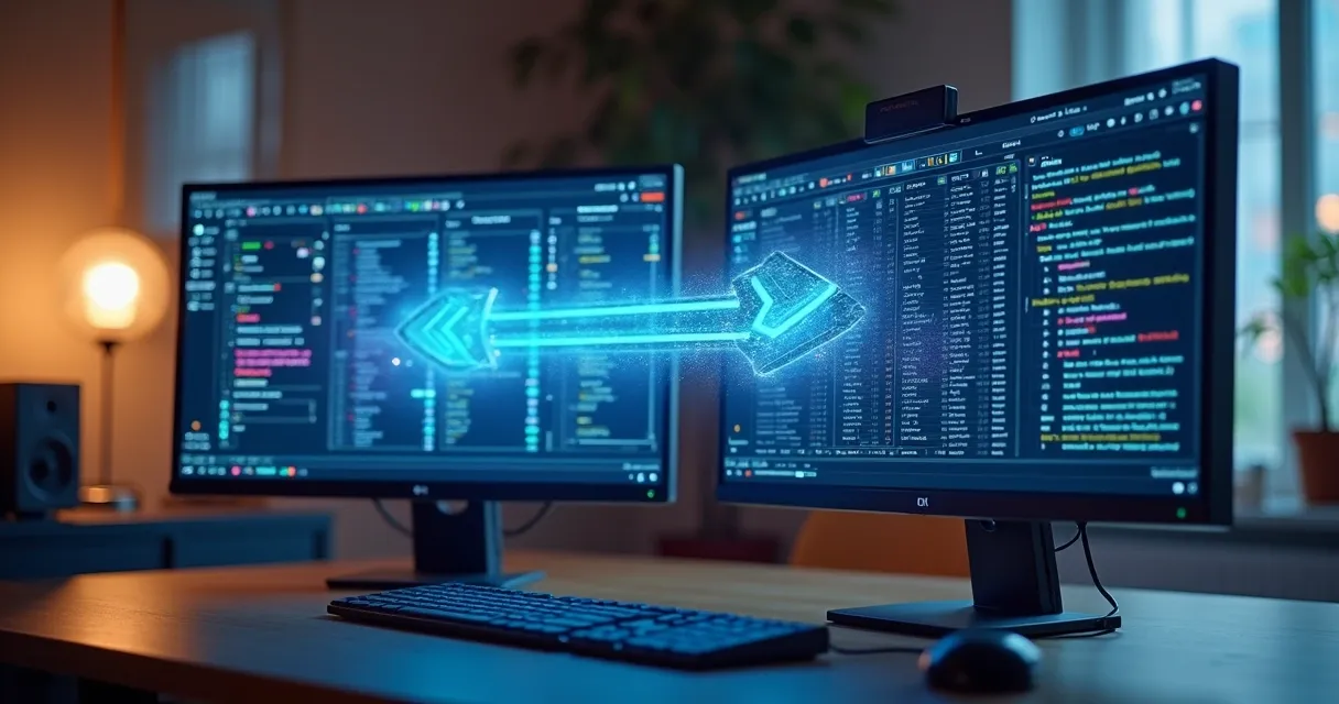 Integração visual entre sistema de CRM e plataforma de mailing B2B com dados fluindo entre as telas 