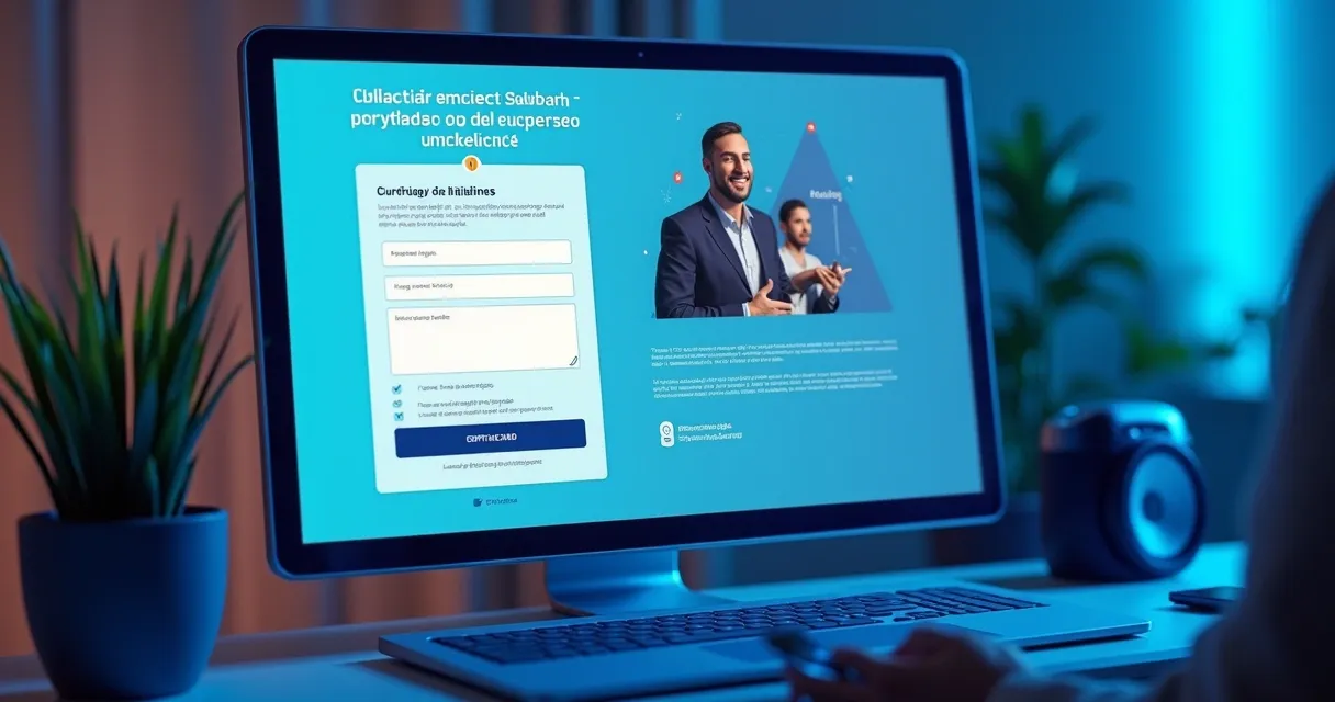 Página de captura para curso online em tela de computador 