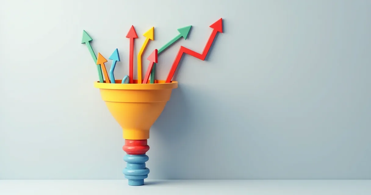 Representação visual de funil e leads crescendo em etapas de nutrição 