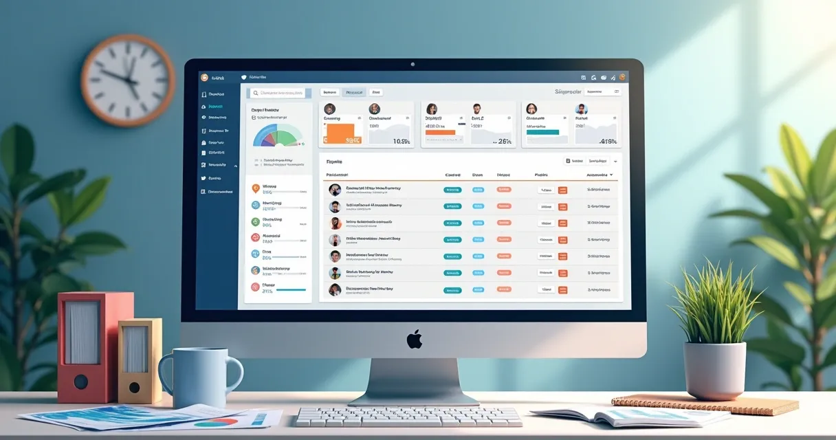 Segmentação visual de clientes por cores e valores na tela de computador 