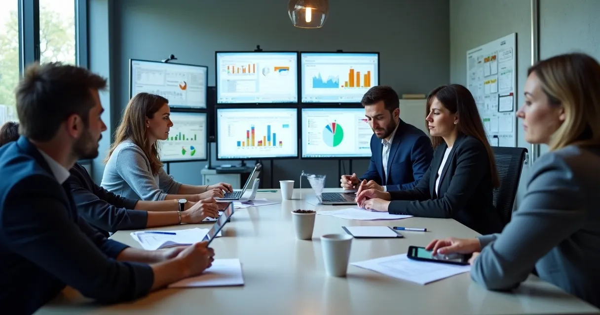 Equipe comercial analisando planilhas de leads e vendo oportunidades