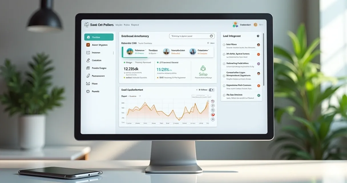 Tela de CRM exibindo integração fácil com ferramenta de leads 
