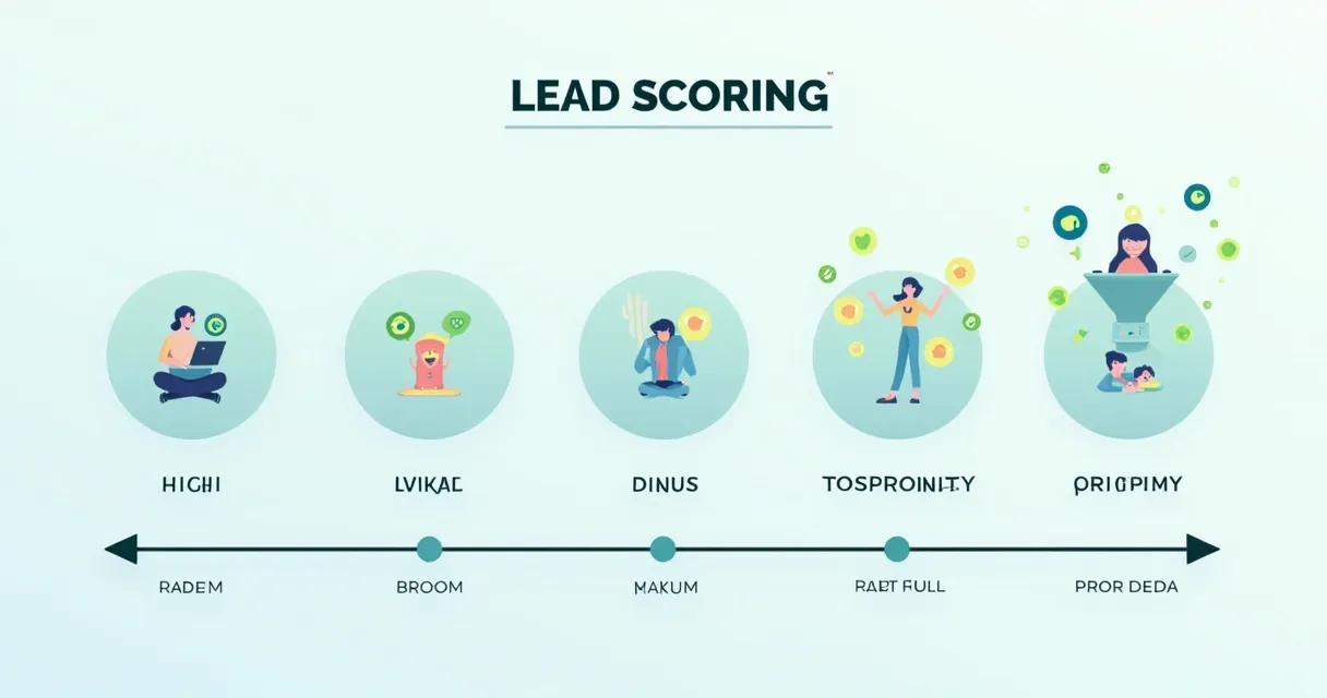 Infográfico colorido de lead scoring por etapas